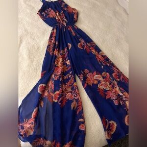 Sweet Storm Blue Floral Jumpsuit